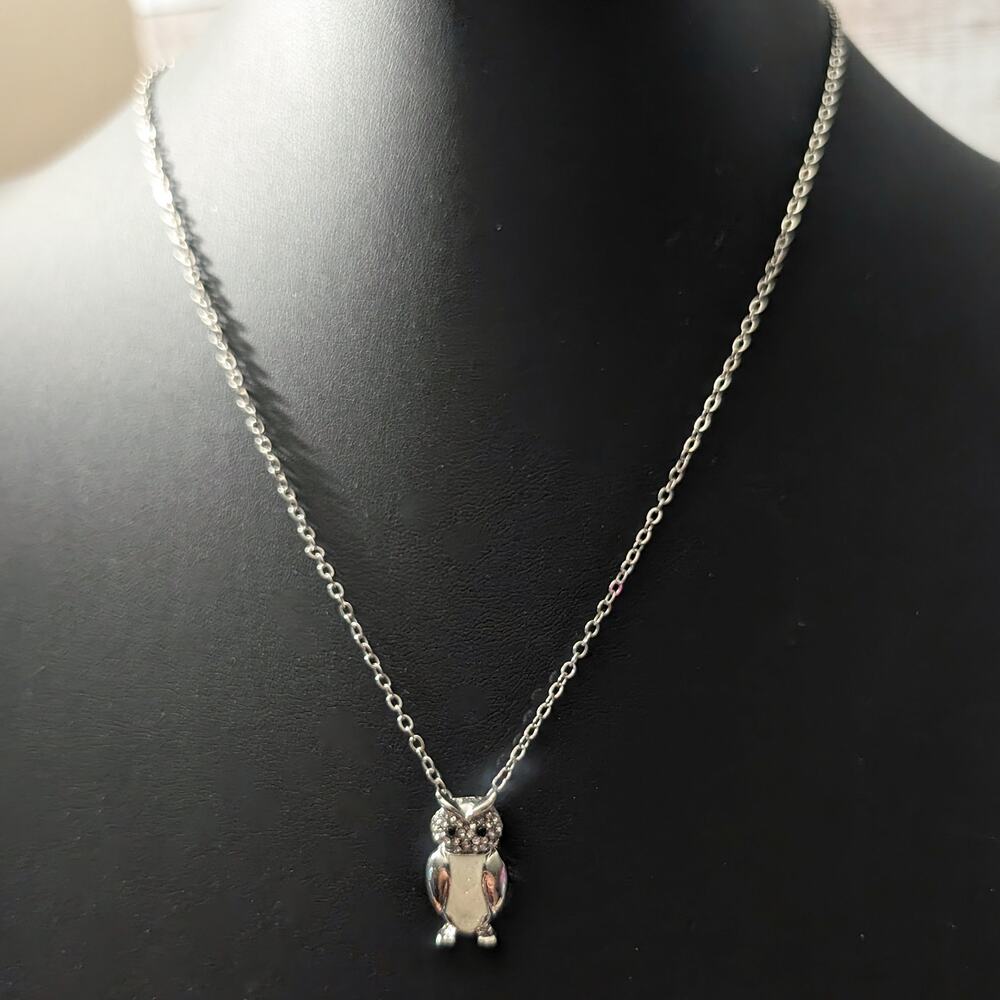 Owl Necklace - Silver Tone